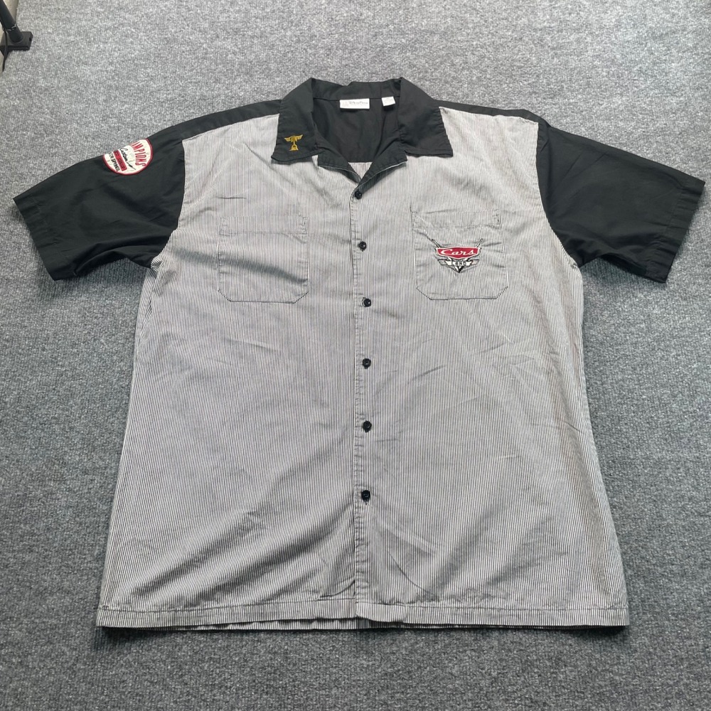 Disney Parks Bowling Shirt Mens XL Gray Cars Land Radiator Springs Speed Shop